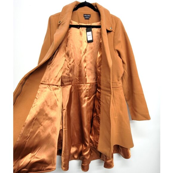 NWT City Chic Deep Caramel Hi Lo Frill Coat size 18 - Picture 9 of 12